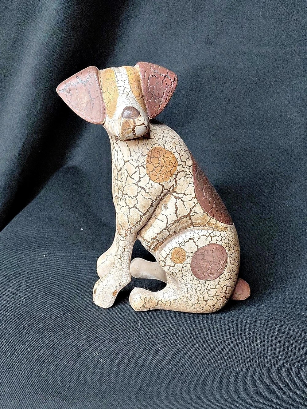 DEM DACO Dog Figurine Crackle Finish Decor